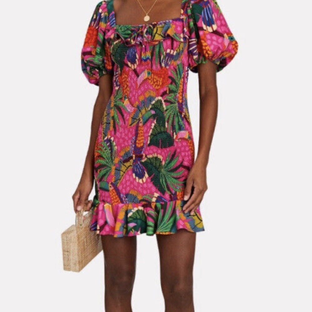 Farm Rio Toucan Puff Sleeve Dress small